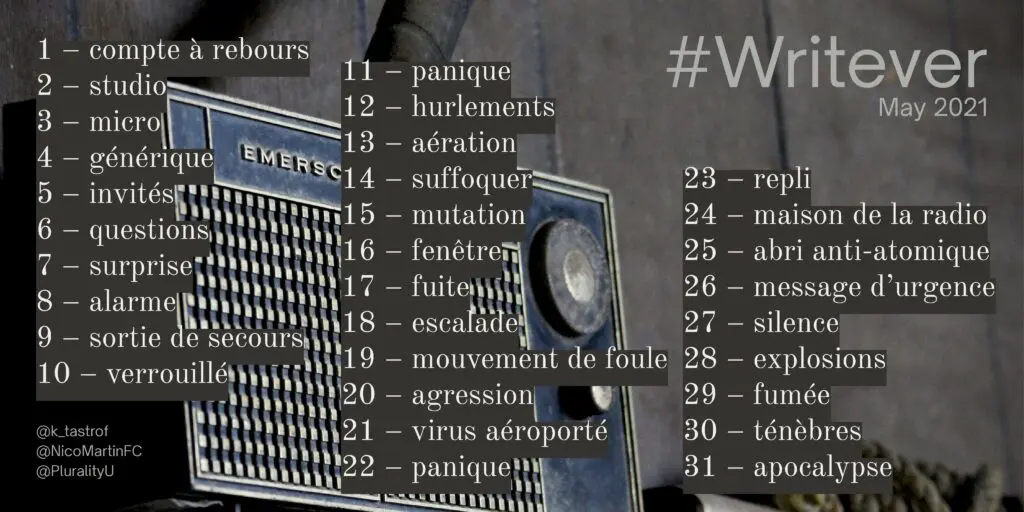 Liste des mots pour le défi writever de mai 2021