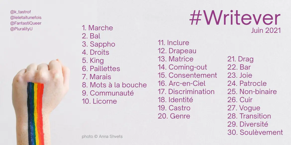 Défi d’écriture Writever de juin 2021 : les consignes