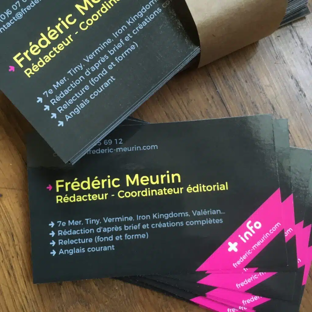 Cartes de visite de Frédéric Meurin, auteur, rédacteur, coordinateur éditorial
