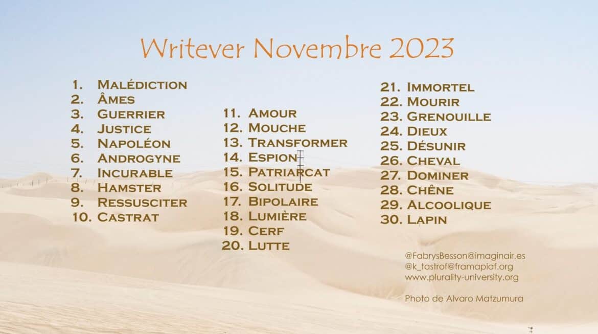 Liste des thèmes du Writever de novembre 2023