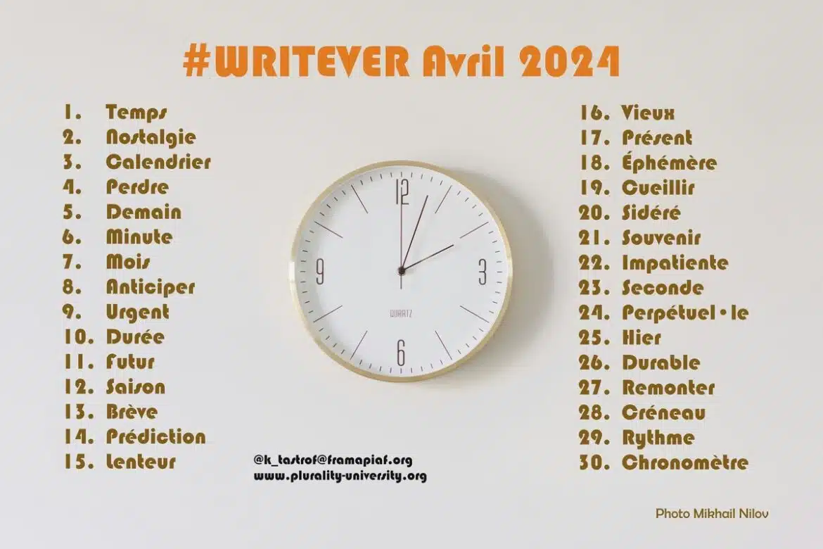 Liste des thèmes du Writever de avril 2024