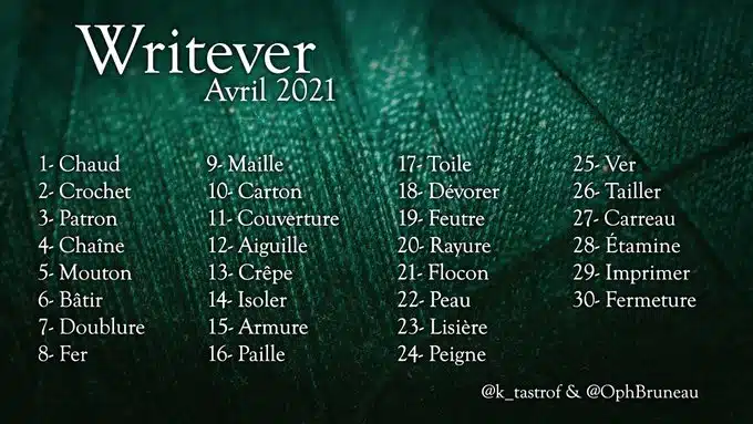 Défi d’écriture Writever d’avril 2021 : les consignes