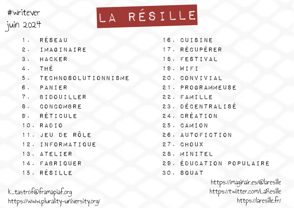 Liste des thèmes du Writever de juin 2024