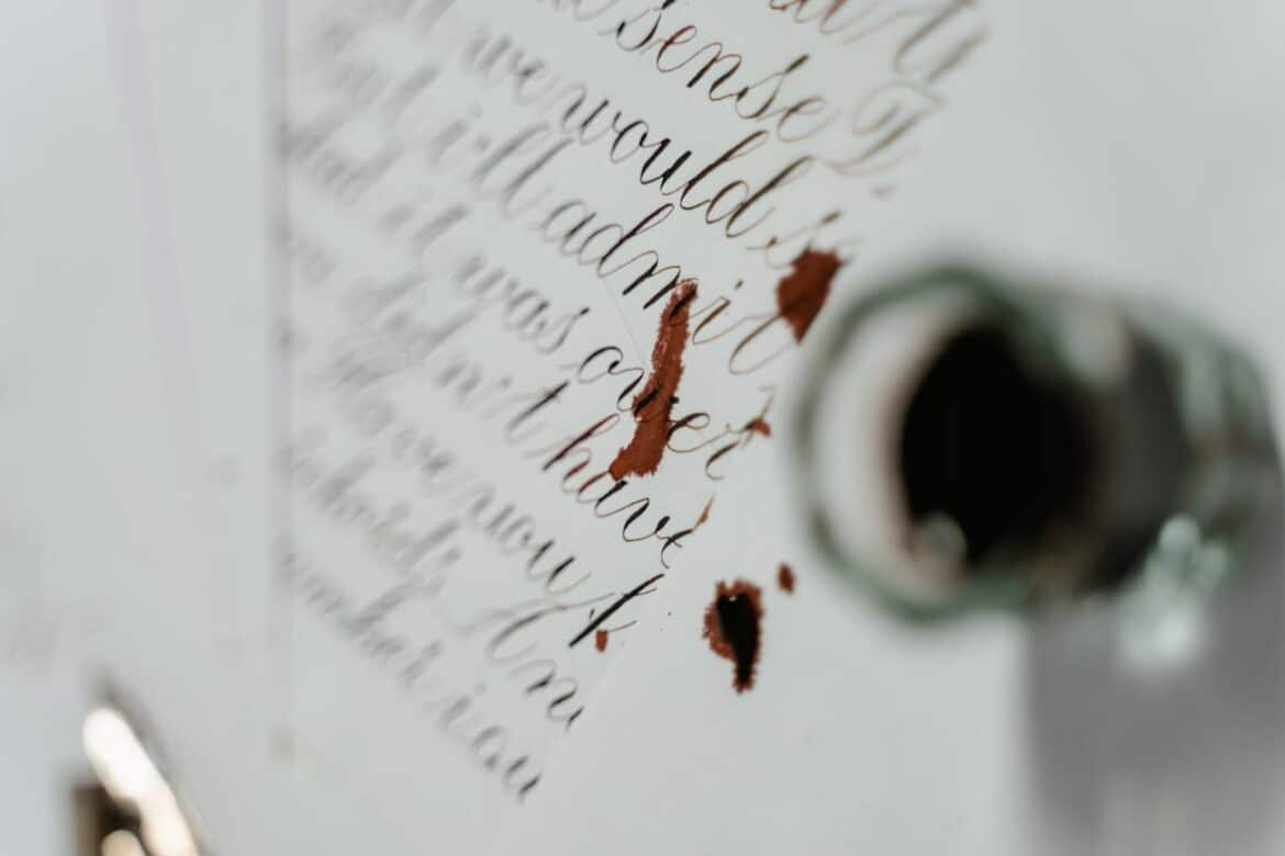 stained ink on a letter